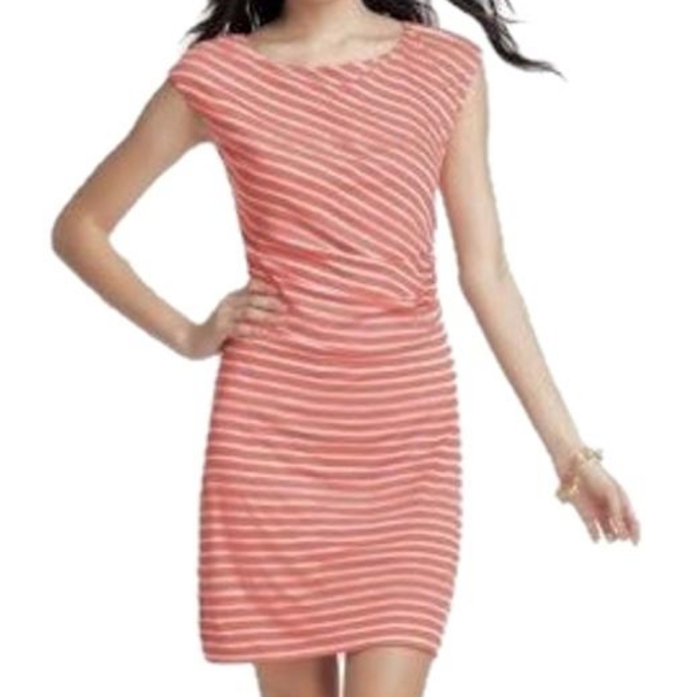 Pink striped LOFT jersey dress